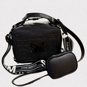 Steve Madden Black Belizza Crossbody Bag with Interchangeable Straps
